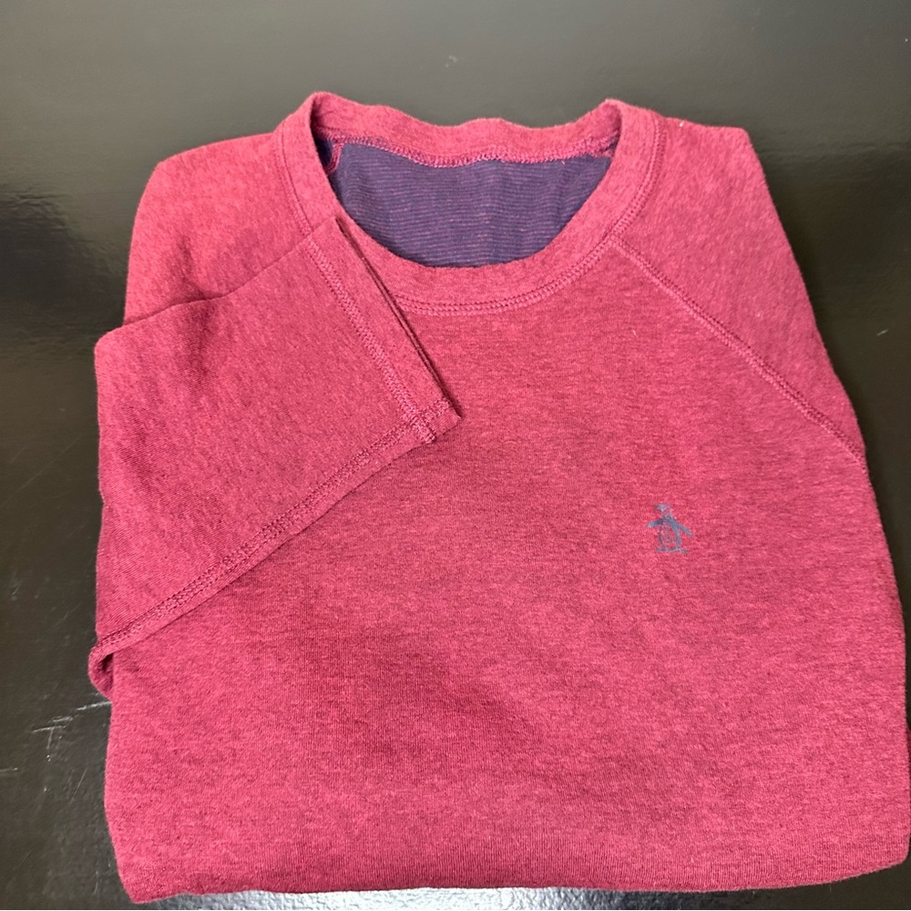 Original Penguin Burgundy Crewneck long sleeve Shirt